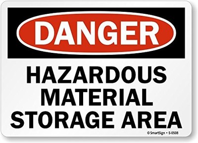 ''Danger - Hazardous Material Storage Area'' Sign | 10'' x 14'' Plastic