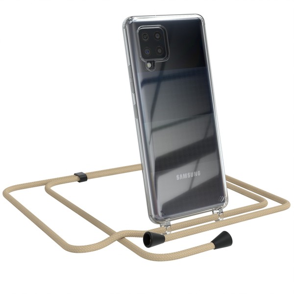 FüR Samsung Galaxy A42 5G HandyhüLle Zum UmhäNgen Kordel Tasche Mit Kette Beige-image