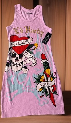 Ed hardy Pink Rib Tank Dress Size Small NEW WITH TAGS