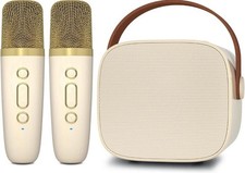 "Mini Karaoke Machine with 2 Wireless Microphone, Bluetooth Speaker for Kids and