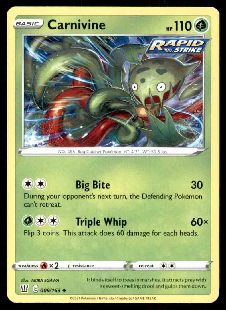 2021 Pokemon Sword & Shield - Battle Styles Carnivine Basic/Uncommon #9