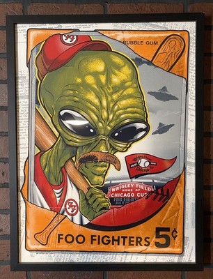 Foo Fighters Chicago Cubs Alien Baseball Limited Edition Framed