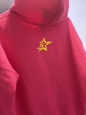 SP5DER Pink Pullover Hoodie S 100% Cotton Graphic Stars Spider