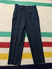 Vintage 80s 90s Jacobi J Press Ivy League Yale Green Tartan Plaid Pants 34x31
