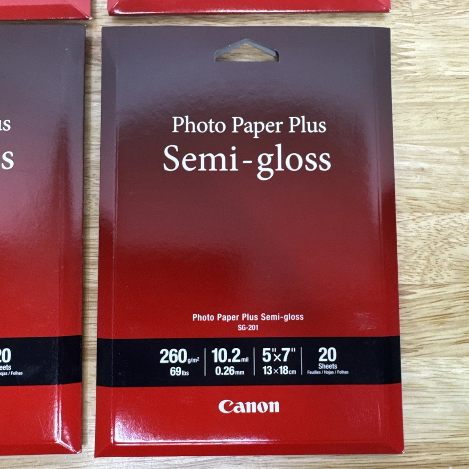 NEW Lot Of 4 Canon Photo Paper Plus Semi-Gloss 5" X 7" 20 Sheets SG-201 260GSM - Image 2 of 4