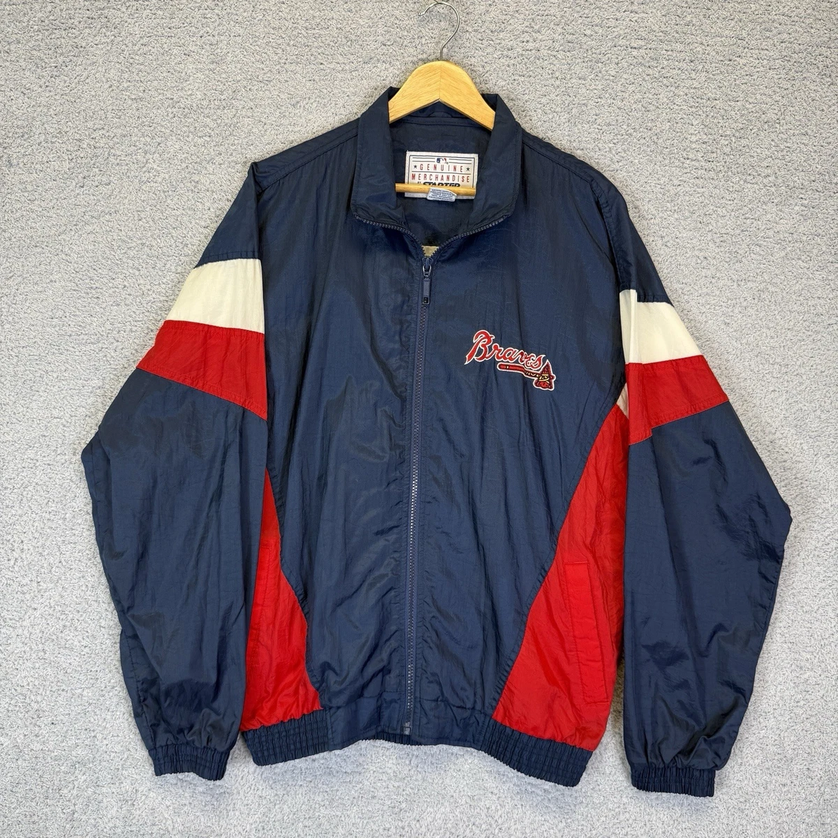 MEN VINTAGE WORN COACH HILLARD ATLANTA BRAVES BOMBER JACKET BASEBALL MLB SIZE XL