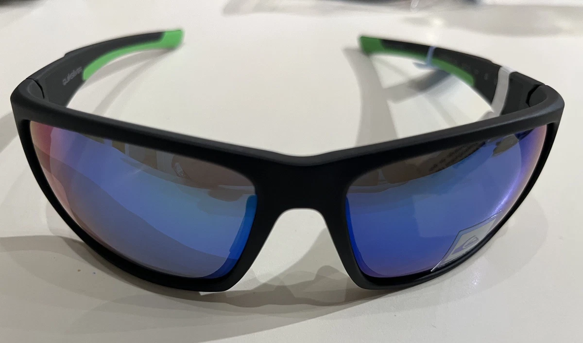 Quiksilver Black Frame Sunglasses with Green Mirrored Lenses, NEW Quicksilver Sports Square Sunglasses Black Green Zebra Frame  main image 4