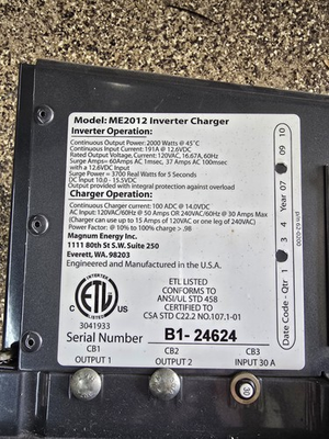 #ad #ad Pre OWNED Magnum Energy ME2012 Inverter Charger 2000W 120VAC 60Hz Works Well. $1050.00