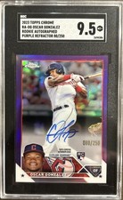 2023 Topps Chrome - Rookie Autographs Oscar Gonzalez Purple /250 (AU, RC)