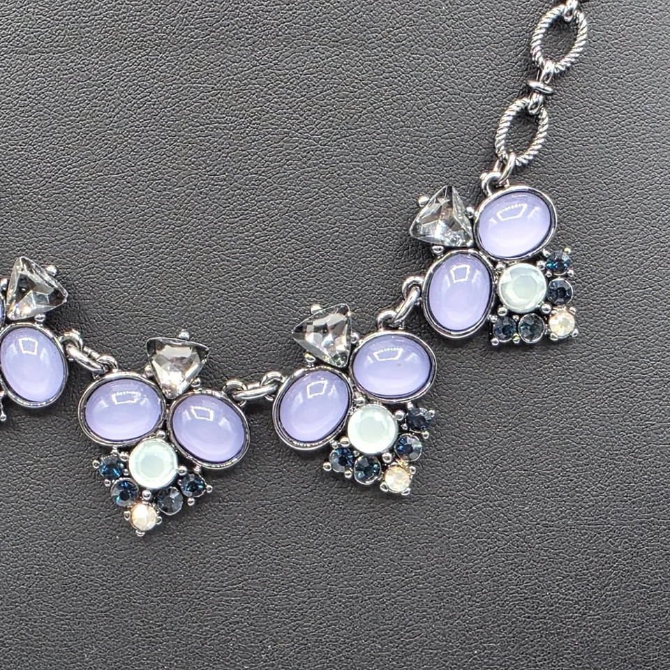 Cadena The Limited para mujer tono plata con cuentas de piedra púrpura colgante moda 19" Foto 2 de 4