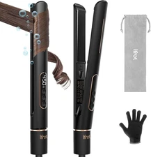 Hair Straightener and Curler 2 in 1 Flat Iron, Ceramic Negative Ion for Wave Str