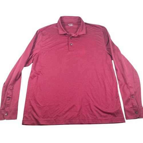 UNTUCKit Mens XL Large Red Long Sleeve Polo Shirt Casual Top - Picture 2 of 6