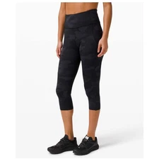 Lululemon Fast Free Crop II 19" *Non-Reflective Camo Deep Coal Multi 4