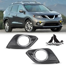 Pair Fog Lights Black Bezels for 2014 2025 2016 Nissan Rogue Fog Light Cover L+R