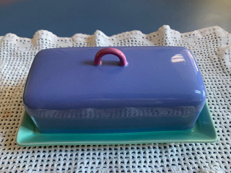 Vtg LINDT STYMEIST  80’s Colorways Covered Butter Dish Japan EXC!