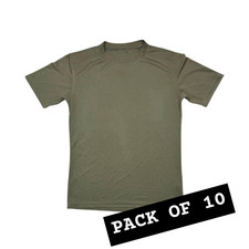 10 Pack British Army Combat T-Shirt - Anti Static Coolmax Light Olive - Joblot