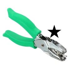 1/4" Star Single Hole Punch Handheld Hole Puncher with Grip Green