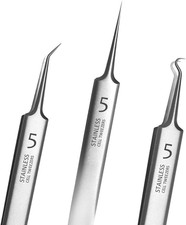Professional Facial Blackhead Remover Tweezers,3Pcs Precision Pimple Popper Tool