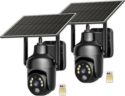 No WiFi Security Camera with Built-in 4G LTE SIM Card, 360° Panoramic View, 2K L