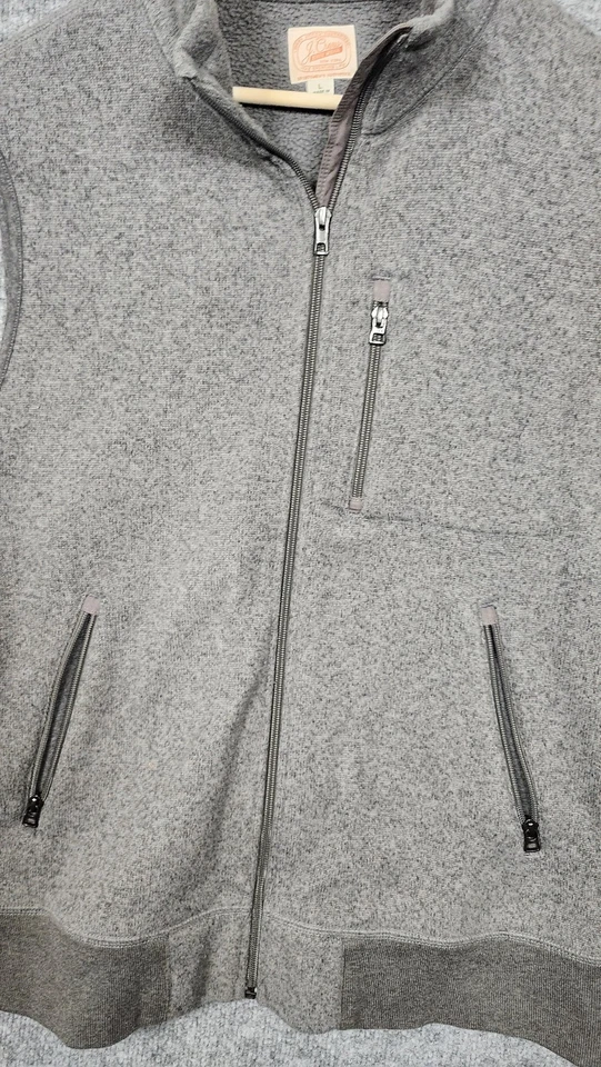 J Crew Vest Mens Large Gray Knit Fleece Full Zip Pockets Casual Layer Wear - Image 3 of 4