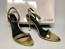 Nine West Reina3 Gold High Heel Stiletto Dress Sandal Size 8.5 New