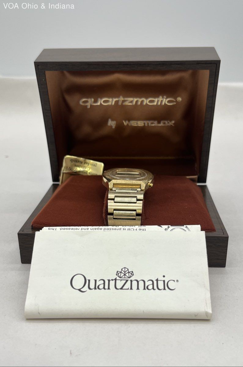 Vintage Quartzmatic w Westclox LCD Quartz Watch w Box Untested