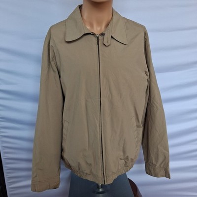 LL Bean Mens Harrington Jacket Tan Khaki Plaid Lined Full Zip M 262251