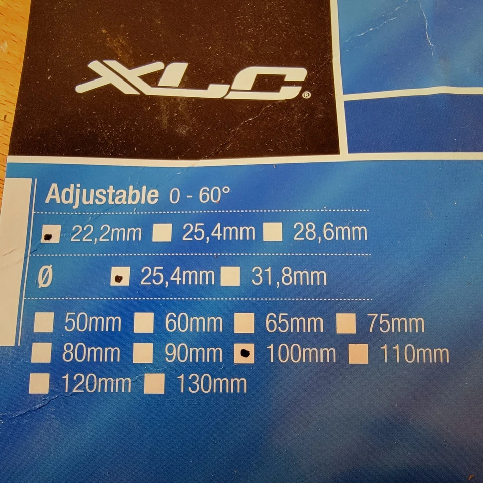 XLC 1" (22.2mm) Quill Adjustable Stem 100mm Length 25.4mm Clamp 0-60° NEW - Image 4 of 4
