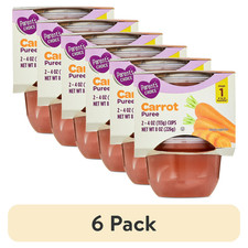 Stage 1 Baby Food Carrot Puree 4 oz Cups 6 Pack Infant Pure Vegetable Food