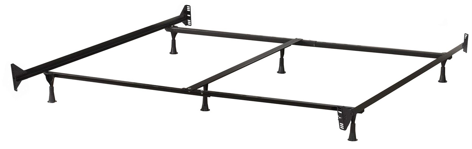 Bowery Hill 78"x83.5" Metal 6 Leg Queen and King Bed Frame in Black