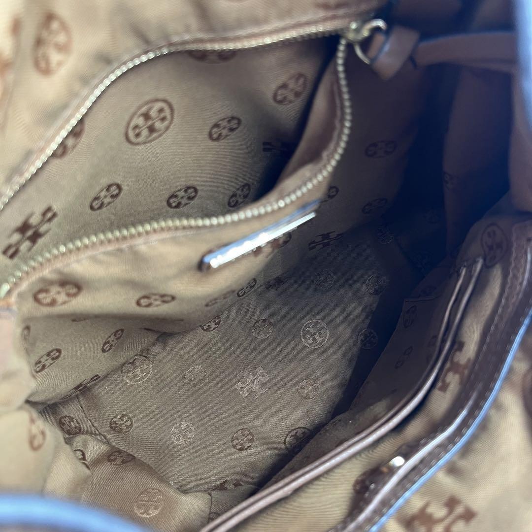 Tory Burch Backpack Drawstring Embossed Logo Brow… - image 7