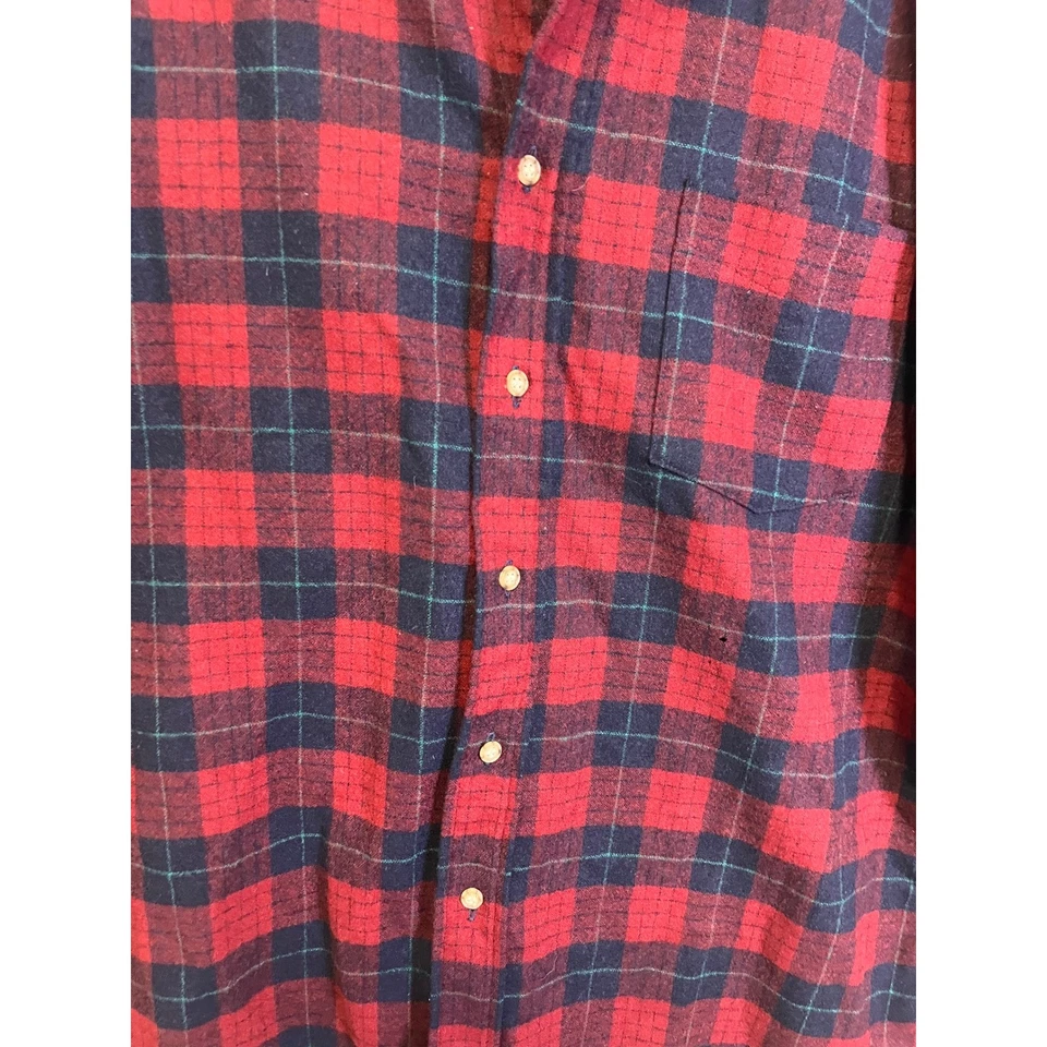 Pendleton 100% Virgin Wool Plaid Shirt Red Navy Made in USA XL Please Read Des. - Image 2 of 4