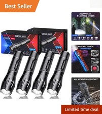 All-Weather Tactical Flashlight 4 Pack: Waterproof, Durable & Versatile Lighting