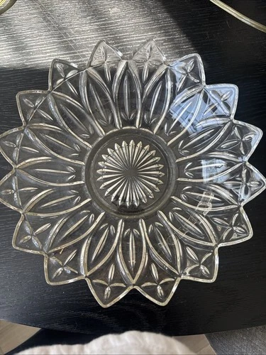 Federal Glass Petal Clear 10” Bowl  Circa 1960