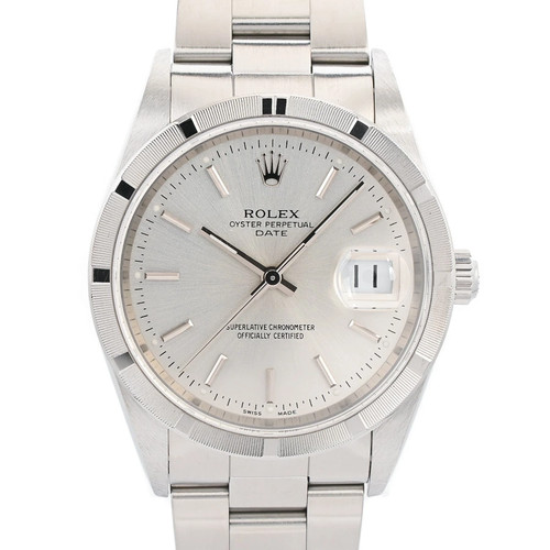 ROLEX Oyster Perpetual Date 15210 Silver Men's Used Watch #51819