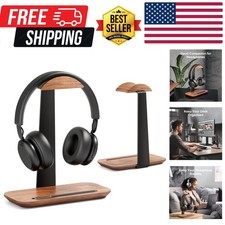Walnut Headphone Stand, Wood Headset Stand for Desk, Universal Headphone Hold...