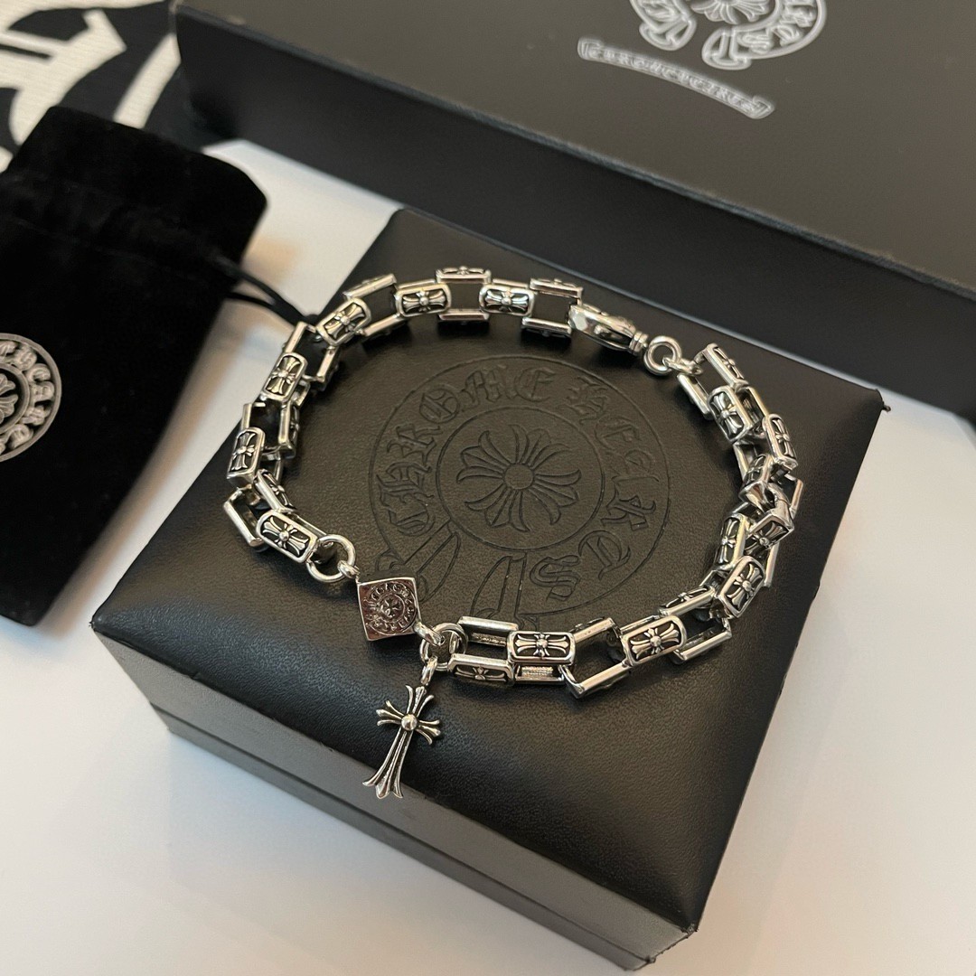 Chrome Hearts Cross Dice Unisex S925 Silver Vintage Bracelet