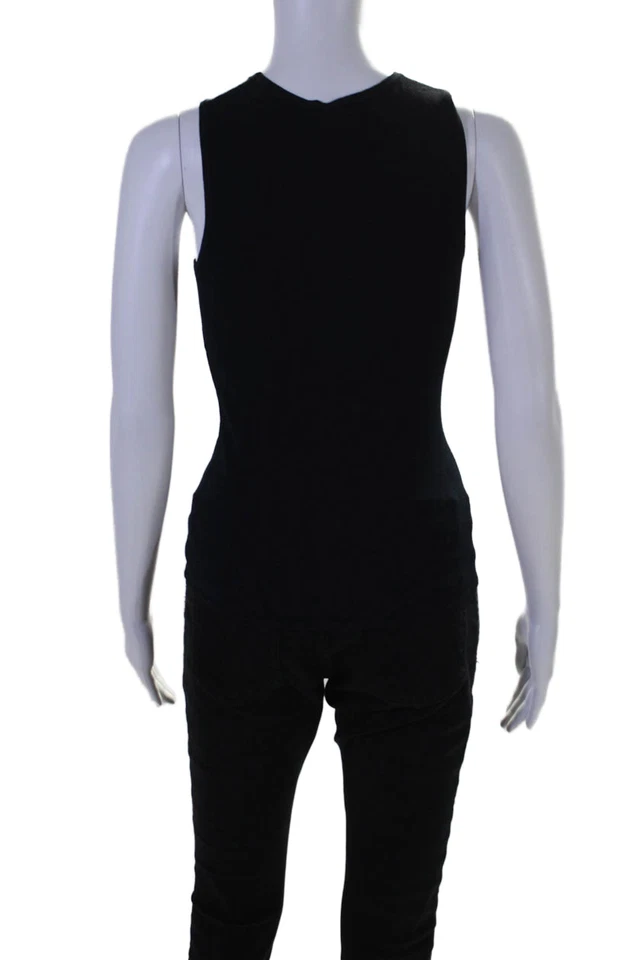 Autumn Cashmere Womens Lace Up Neck Shell Sweater Navy Blue Size Extra Small - Image 3 of 4