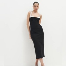 NWT REFORMATION- Nelle Knit Dress Black Size XS