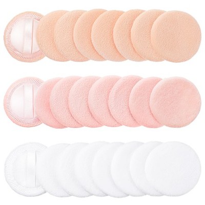 24Pcs Powder Puff, Round Face Body Powder Puffs Makeup Velour Puff Pads with ...
