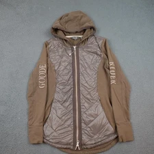 Goode Rider Jacket Womens Medium Brown Hooded Quilted Full Zip Equestrian Horse