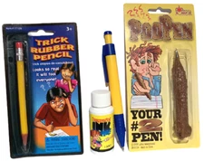 SCHOOL PRANK KIT4 Funny Kid Tricks Jokes Gag Squirting Pen Poo Rubber Pencil Ink