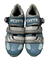 Forte H-08 Unisex Cycling Bike Shoes Blue/Silver Gray Easy On Clips Size 4 EU 36