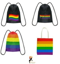 Gay Pride Bags Rainbow Flag Drawstring Tote Bag Accessory LGBT Parade Party UK