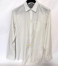 Banana Republic Mens Button Front Dress Shirt Ivory Geometric Cotton Slim Fit XL