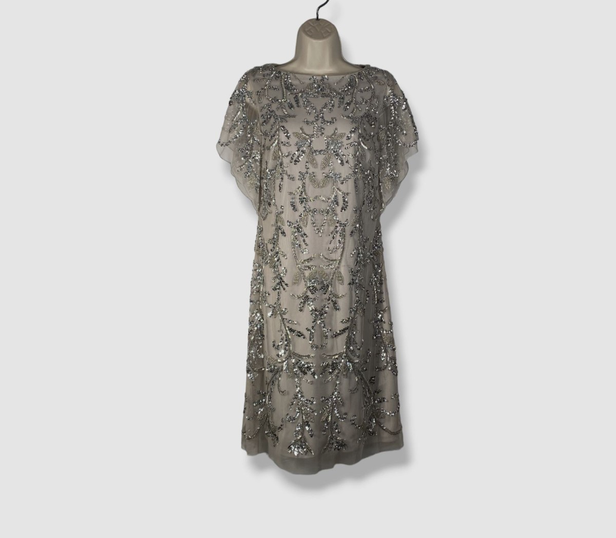 aidan mattox silver beaded dress Aidan Mattox Women's Fully Beaded Deep V Neck Gown - Multi - Size 16