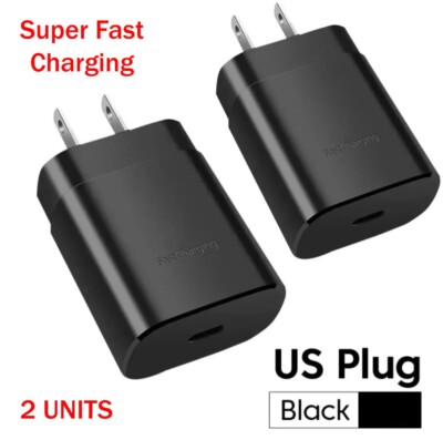 2 units Charger 25w Type USB-C Super Fast Charger For Samsung S20 S21+, No cable