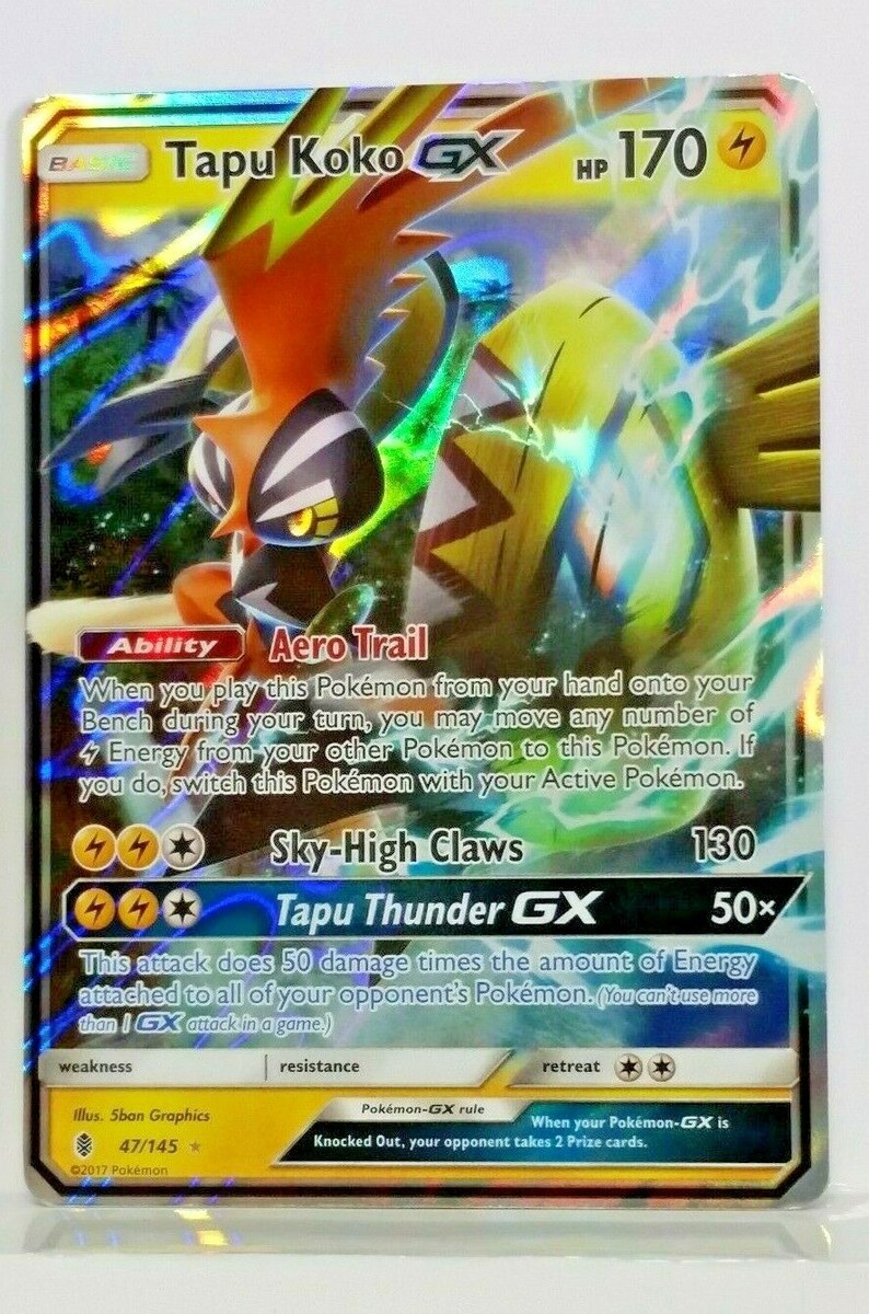 tapu koko gx pokemon card value Tapu Koko GX 47/145 Guardians Rising NM Ultra Rare Pokemon Card