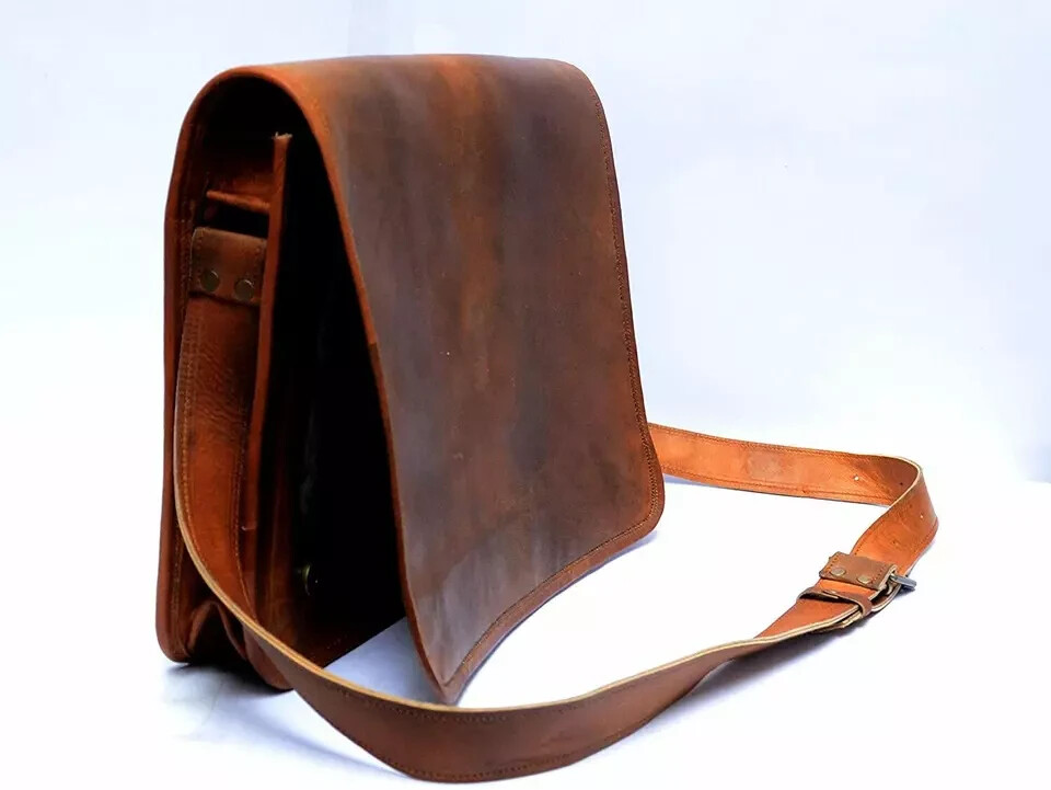 Neue Vintage-Schultertasche aus Ziegenleder mit durchgehender