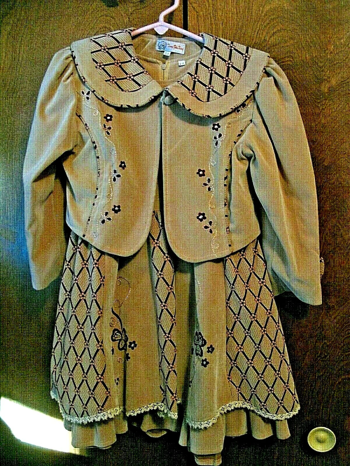 Girls Tong Zhi King Party Dress Jacket Formal Costume Tan 2 Pc Sz 10 China as is